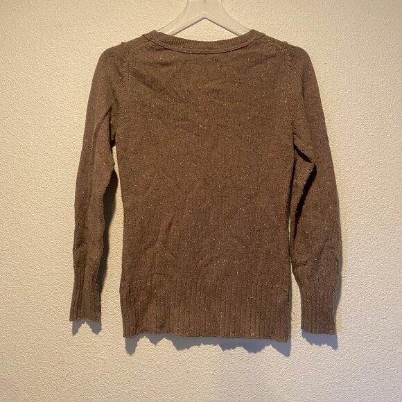 Old Navy Brown Crew Neck Fitted Sweater Small Long Sleeve Pullover - Picture 2 of 4